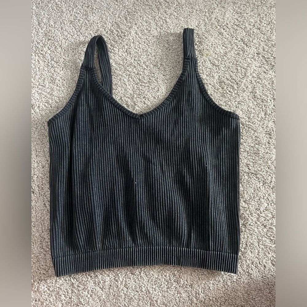 versona black/grey ribbed tank top